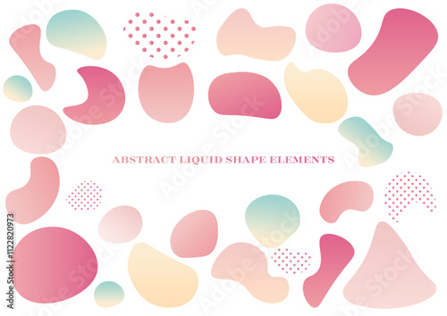 Abstract pink gradient blotch shape. Liquid shape elements. Set of modern graphic elements. Fluid dynamical colored forms banner. Gradient abstract liquid shapes. Vector illustration.