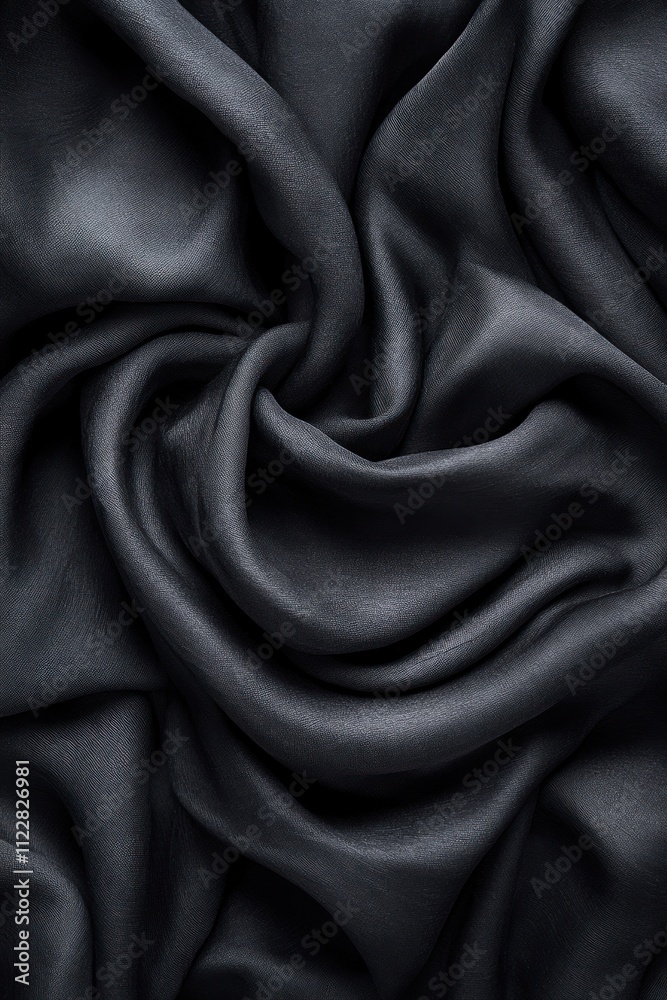 Fototapeta premium A close-up of dark, wrinkled fabric showcasing its texture and depth.