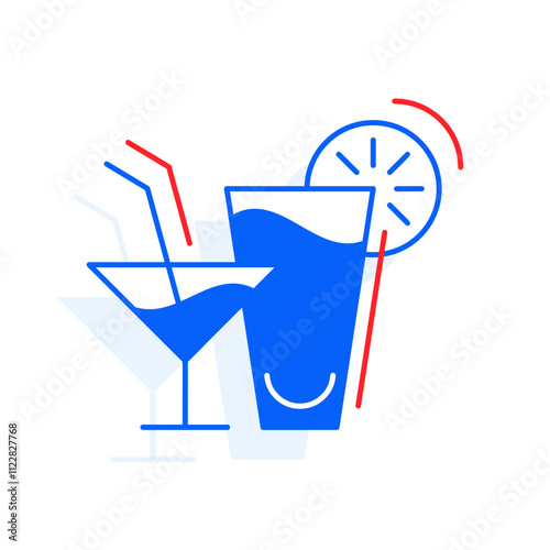 Cocktail, alcohol food icon. Restaurant line editable sign.  Public catering related icon. Menu category. Vector illustration in modern thin line style.