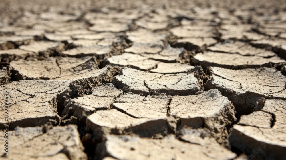 Fototapeta premium Arid Farmland with Cracked Soil Texture