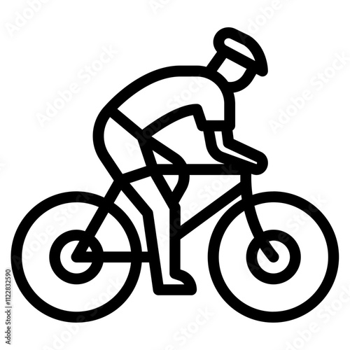 Cyclist Riding A Mountain Bike Icon