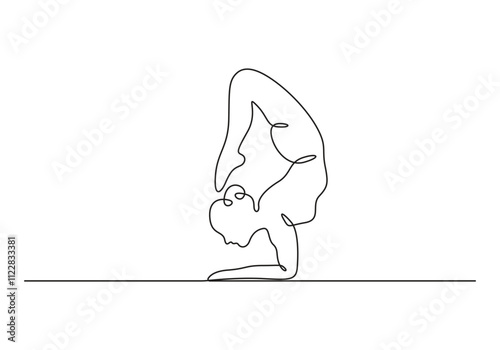 Continuous single line drawing of woman doing exercise vector illustration photo