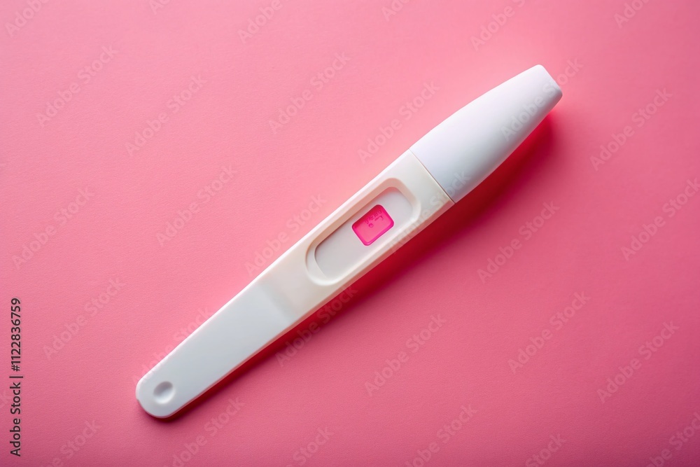 Close-Up of a Positive Pregnancy Test on a Soft Pink Background, Symbolizing Joy and Anticipation for New Beginnings in Life and Family Close-Up of a Positive Pregnancy Test on a Soft Pink Background, Symbolizing Joy and Anticipation for New Beginnings in Life and Family