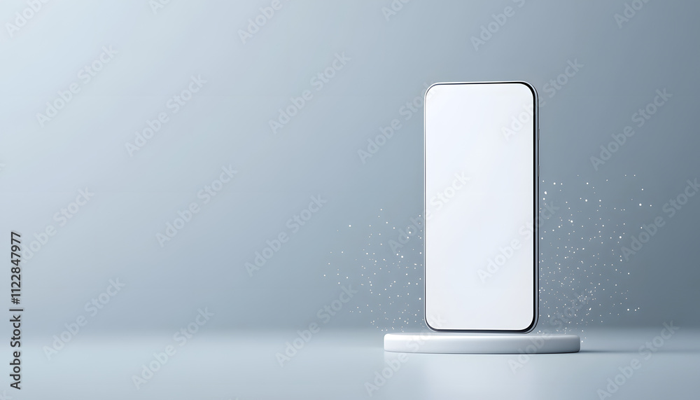 Mobile mockup. Smartphone standing on podium for presentation Mobile mockup. Smartphone standing on podium for presentation