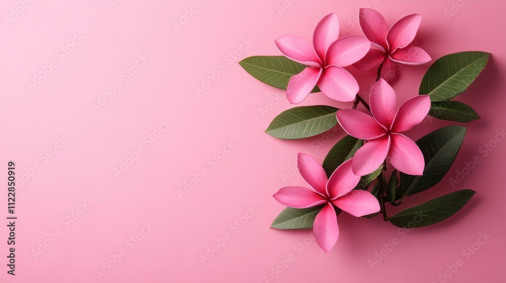 Fototapeta premium Pink paper flowers on a pink background.