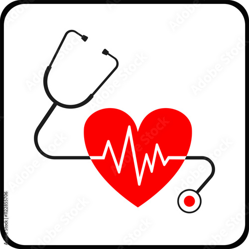 Heart icon and cardiac stethoscope.