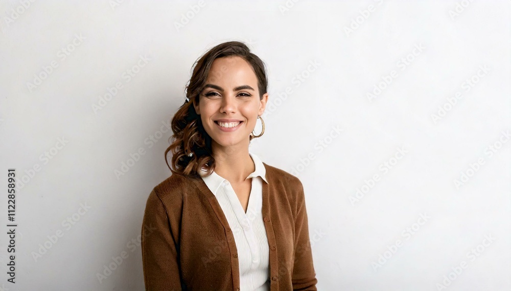 A businesswoman is standing on a white background. Portrait and half body. Illustrator background and resources for presentation in business and marketing concepts. A businesswoman is standing on a white background. Portrait and half body. Illustrator background and resources for presentation in business and marketing concepts.