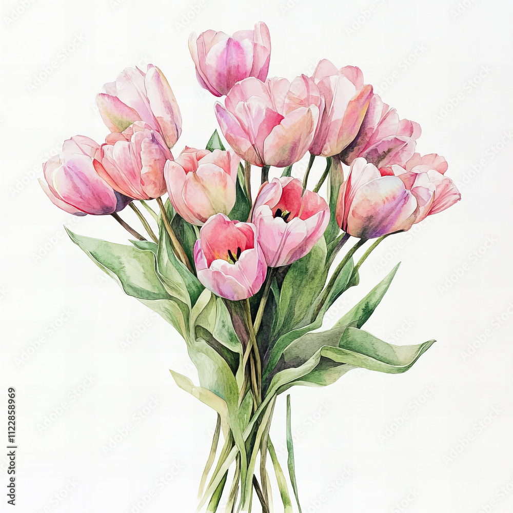Fototapeta premium bouquet of pink tulips isolated on white