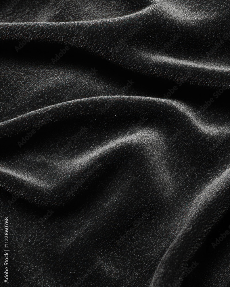 Fototapeta premium A close-up of soft, black fabric showcasing its texture and folds.