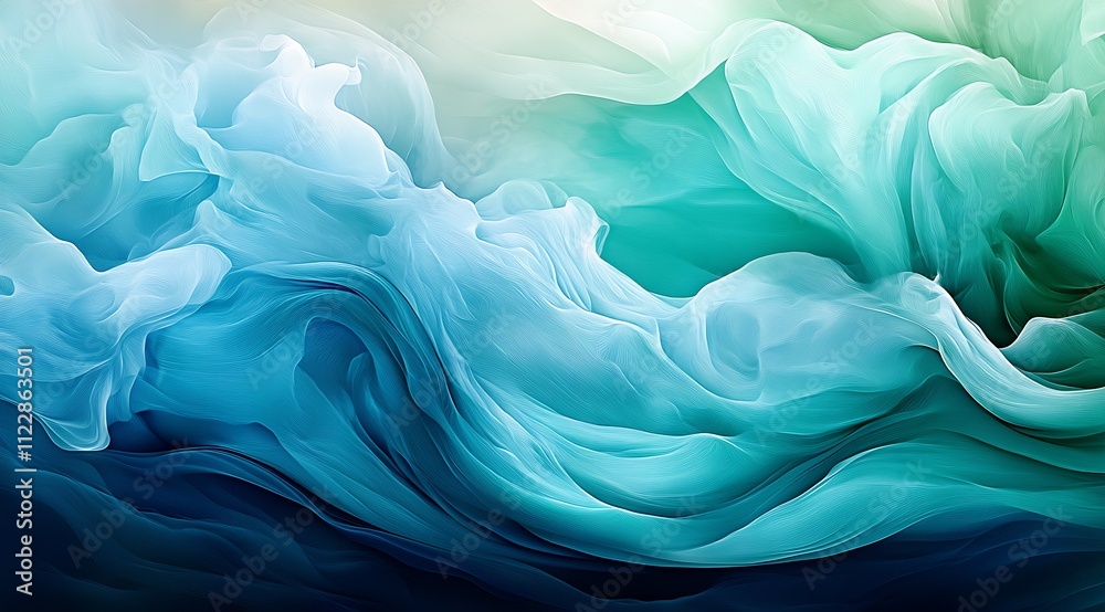 Obraz premium Abstract Fluid Art Blue and Teal Swirls Capturing Movement and Serenity : Generative AI