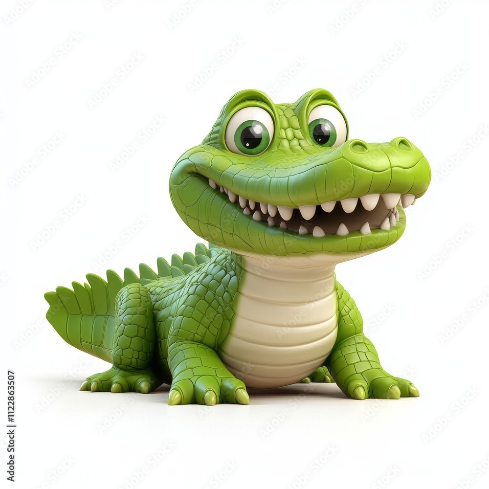 Fototapeta premium Cartoon Crocodile Character in Vibrant Green Color