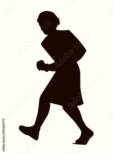 Vector drawing. Running warrior with sword