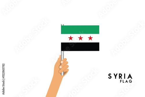 new country flag of Syria state held