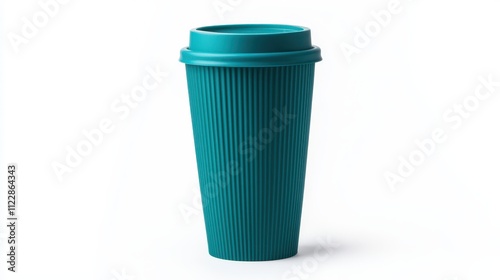 Wallpaper Mural Teal cup with lid resting on a clean white surface for everyday use Torontodigital.ca