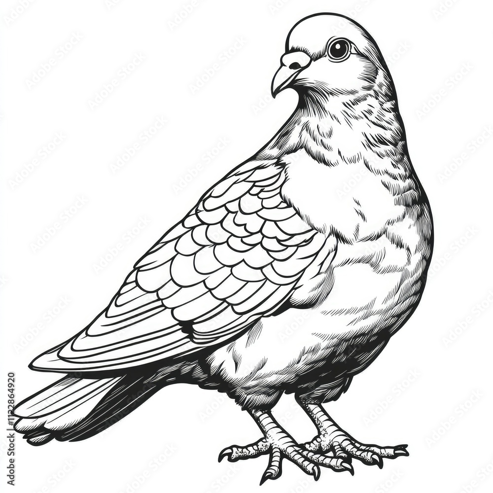 Fototapeta premium Hand-Drawn Vintage Style Pigeon Illustration