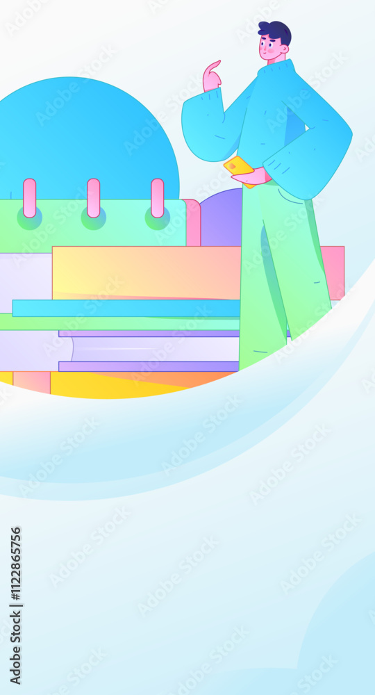 Fototapeta premium Check-in character flat vector concept operation hand-drawn illustration 