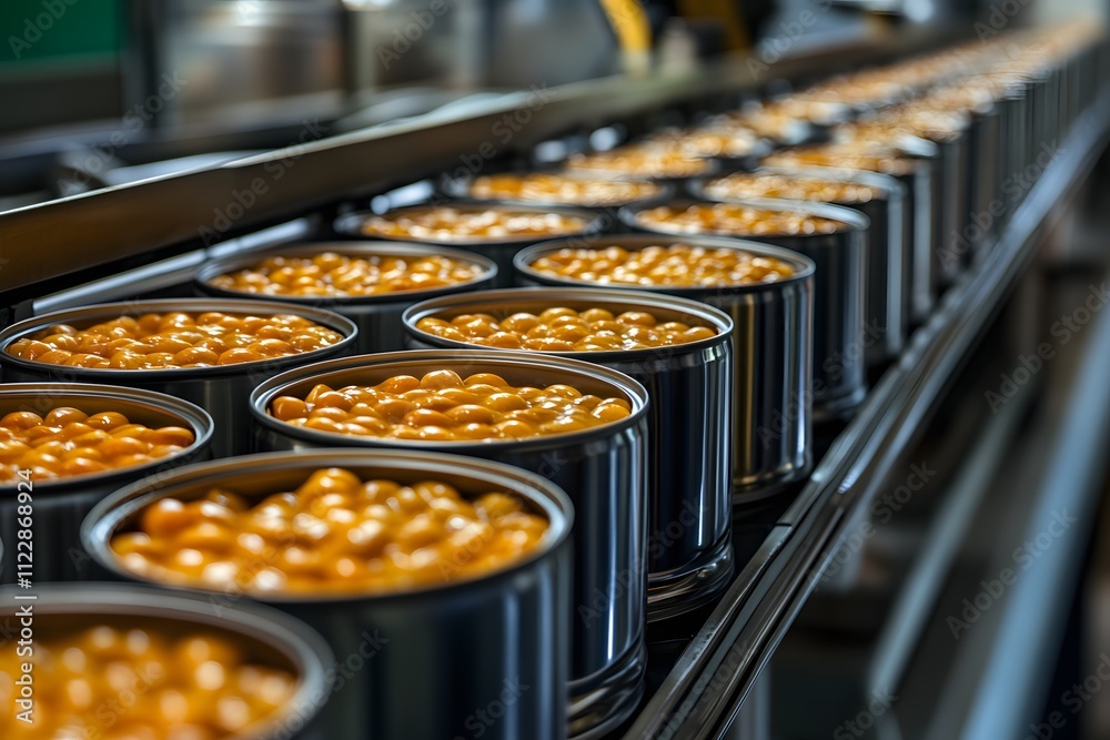 Female quality inspector in canned goods factory Female quality inspector in canned goods factory