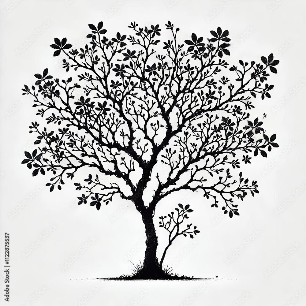 Obraz premium Tree Silhouette Illustration Isolated White Background