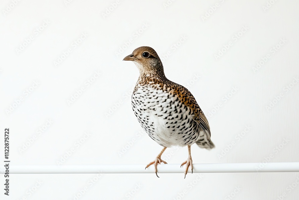 Obraz premium A grouse holding on to a white flat rod white background white floor
