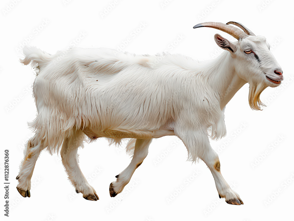 Fototapeta premium White Goat Isolated on White Background.