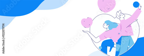 Happy Valentine's Day flat character vector concept business hand drawn illustration

