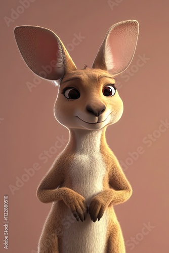 A kangaroo full body dusty rose background photo