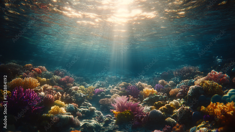 vibrant coral reefs glowing underwater with a blurred background symbolizing biodiversity marine conservation and the delicate balance of aquatic ecosystems teeming with life and color vibrant coral reefs glowing underwater with a blurred background symbolizing biodiversity marine conservation and the delicate balance of aquatic ecosystems teeming with life and color