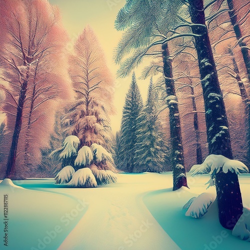winter forest landscape.