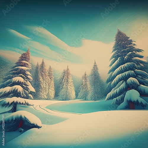 abstract background a winter landscape with trees.