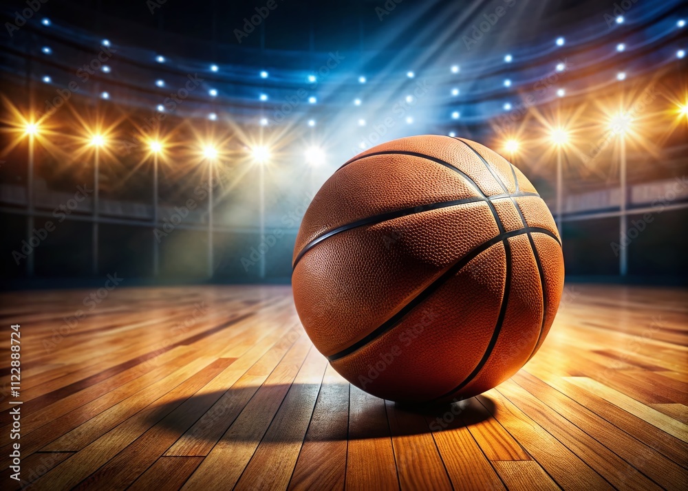 Dynamic Basketball Scene on a Court with a Ball Positioned Right, Perfect for Sports Themes and Marketing, Capturing the Energy and Excitement of the Game Dynamic Basketball Scene on a Court with a Ball Positioned Right, Perfect for Sports Themes and Marketing, Capturing the Energy and Excitement of the Game
