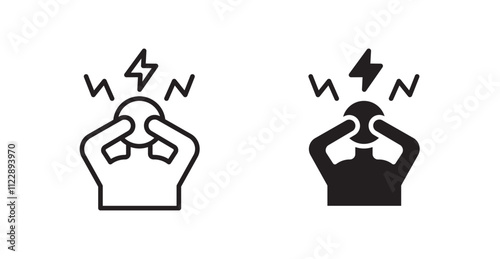 Anxiety outlined and solid icon vector collection.