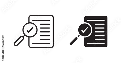 Audit outlined and solid icon vector collection.
