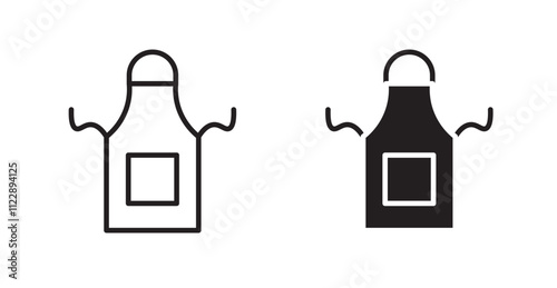 Apron outlined and solid icon vector collection.