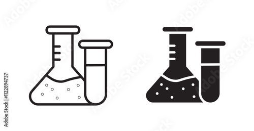 Chemistry outlined and solid icon vector collection.