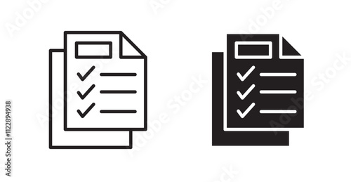 Compliance outlined and solid icon vector collection.