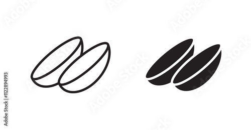 contact lenses outlined and solid icon vector collection.