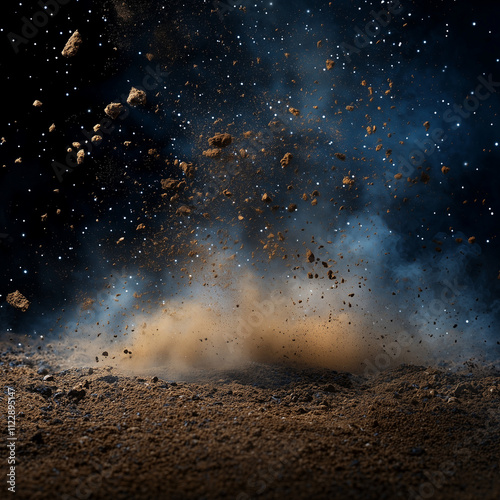 Cinematic Sand Dust Explosion Backdrop with Ground Light, Perfect for Baseball, Softball, Football, Soccer, Dance, and Outdoor Sports

