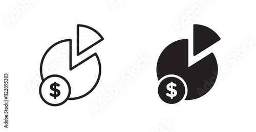Dividend outlined and solid icon vector collection.