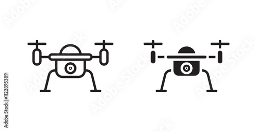 Drone outlined and solid icon vector collection.