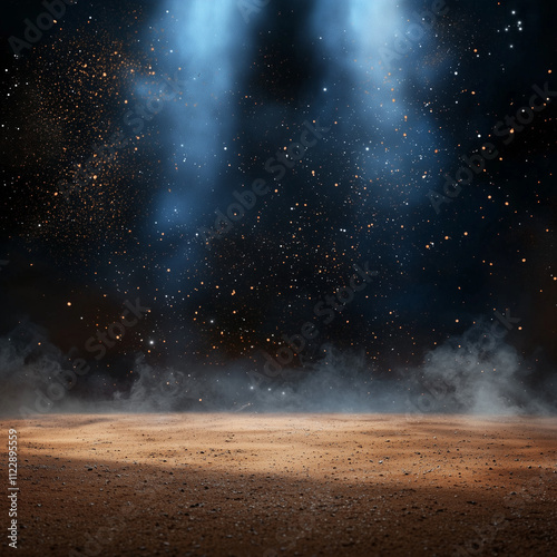 Cinematic Sand Dust Explosion Backdrop with Ground Light, Perfect for Baseball, Softball, Football, Soccer, Dance, and Outdoor Sports

