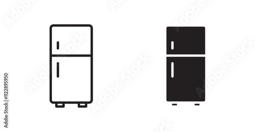 Fridge outlined and solid icon vector collection.