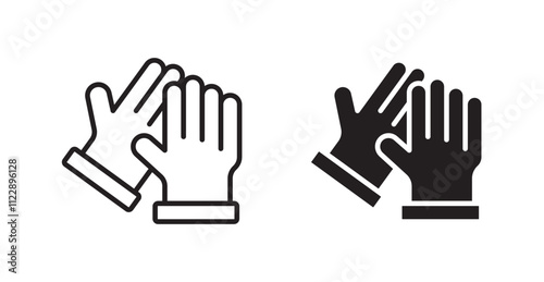 Glove outlined and solid icon vector collection.