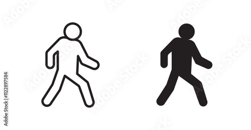 Pedestrian outlined and solid icon vector collection.
