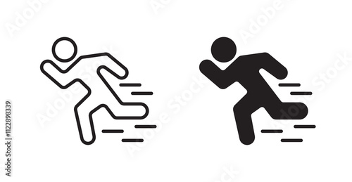 Running outlined and solid icon vector collection.