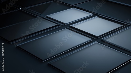 black and white background,Minimalist Geometric Pattern, Modern Design with Layered Black Rectangular Panels