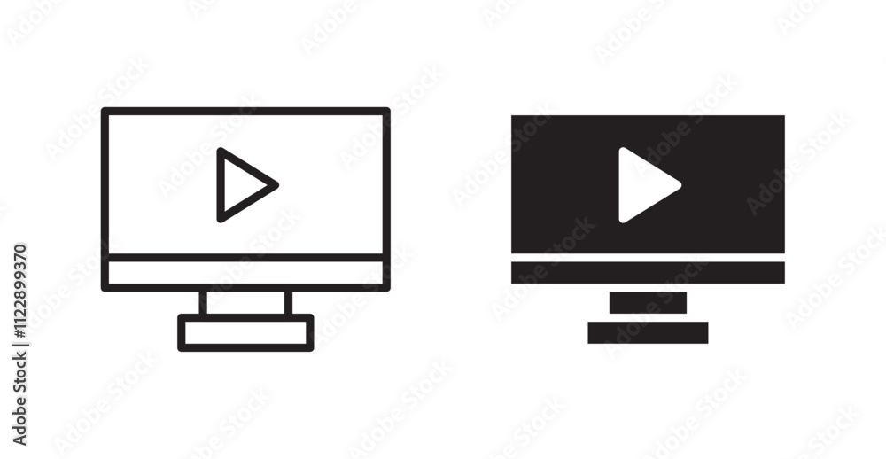 Video tutorial outlined and solid icon vector collection. Video tutorial outlined and solid icon vector collection.