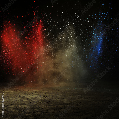 Cinematic Sand Dust Explosion Backdrop with Ground Light, Perfect for Baseball, Softball, Football, Soccer, Dance, and Outdoor Sports

