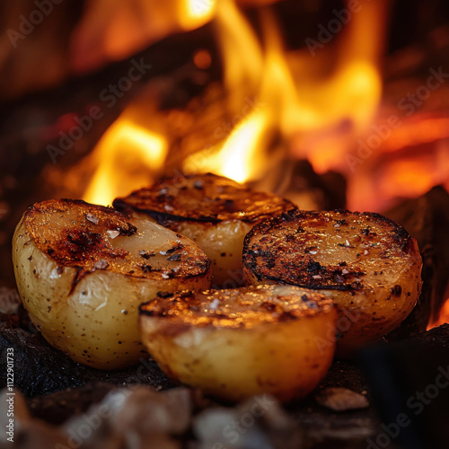 trozos de papas asadas photo