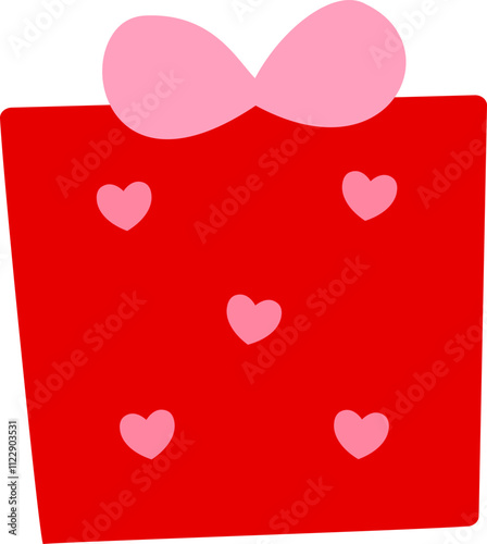 Valentine's Day gift box flat icon vector.
Isolated Valentine's Day gift wrapping illustration.
Transparent background.
