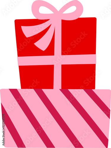 Valentine's Day gift box flat icon vector.
Isolated Valentine's Day gift wrapping illustration.
Transparent background.
